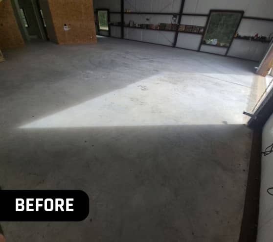 Before Custom Epoxy Flake Workshop Floor for Homeowner in Huntsville, TX
