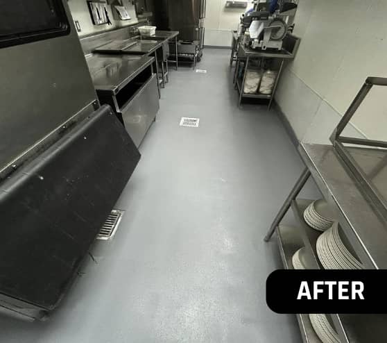 After Solid Epoxy Flooring Coating for Black Walnut Cafe in The Woodlands, TX