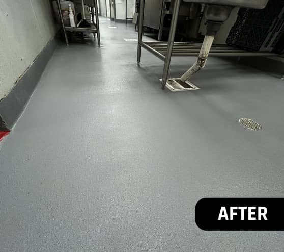 After Solid Epoxy Flooring Commercial for Black Walnut Cafe in The Woodlands, TX