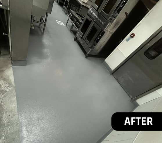 After Solid Epoxy Flooring Project for Black Walnut Cafe in The Woodlands, TX