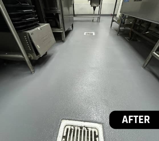 After Solid Epoxy Flooring Service for Black Walnut Cafe in The Woodlands, TX