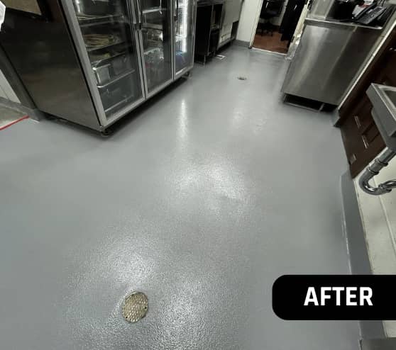 After Solid Epoxy Flooring Work for Black Walnut Cafe in The Woodlands, TX
