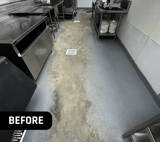 Before Solid Epoxy Flooring Job for Black Walnut Cafe in The Woodlands, TX
