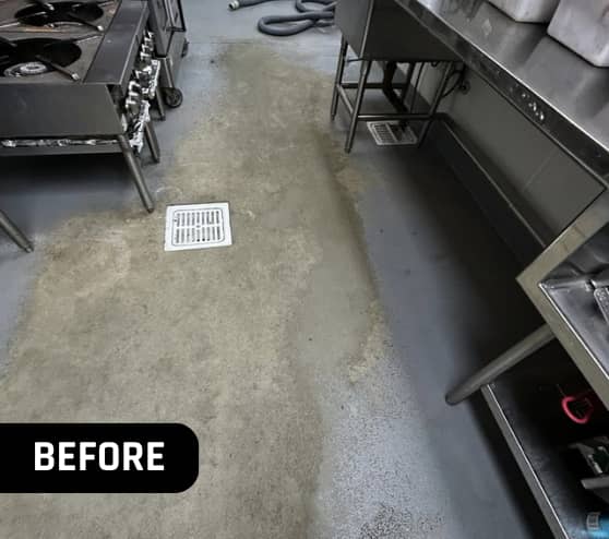 Before Solid Epoxy Flooring Project for Black Walnut Cafe in The Woodlands, TX