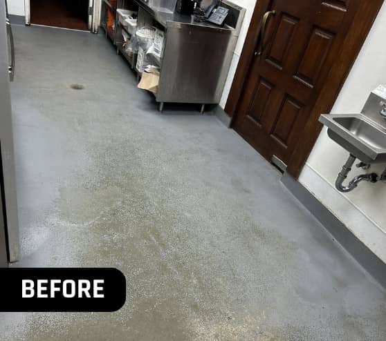 Before Solid Epoxy Flooring Work for Black Walnut Cafe in The Woodlands, TX