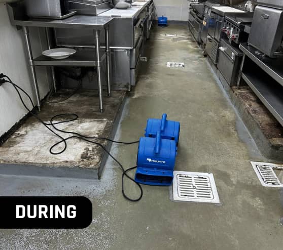 During Solid Epoxy Flooring for Black Walnut Cafe in The Woodlands, TX