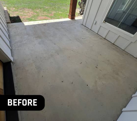 Before Epoxy Flake Patio Flooring for Homeowner in New Waverly, TX