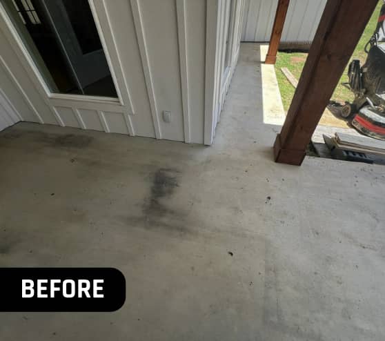 Before Project Epoxy Flake Patio Flooring for Homeowner in New Waverly, TX