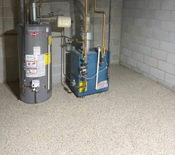 homeowner basement with Cappuccino Solid Epoxy Flooring