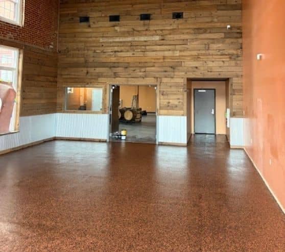 custom epoxy flake flooring for commercial building