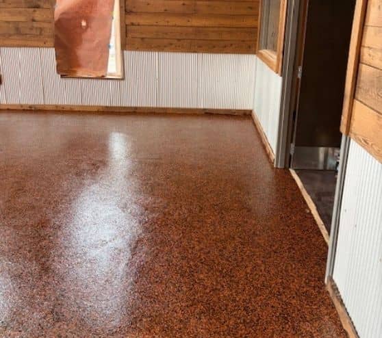commercial building with new epoxy flake flooring