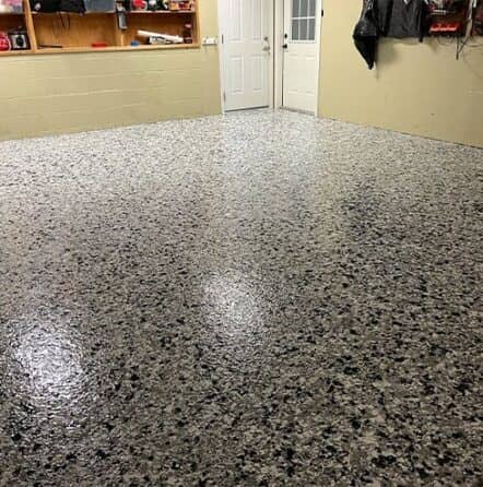 close-up of new epoxy flooring for homeowner garage