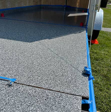 epoxy flake flooring for motorcycle trailer