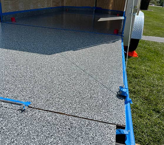 epoxy flake flooring for motorcycle trailer