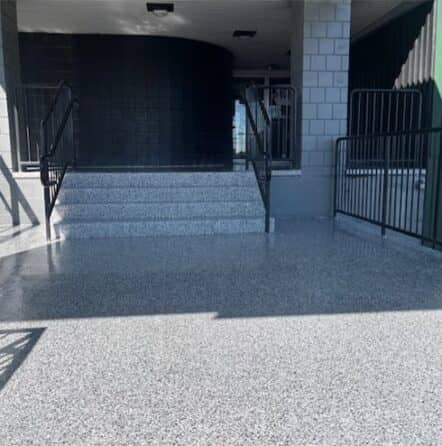 front view of Keystone State Sports with new epoxy flooring installed