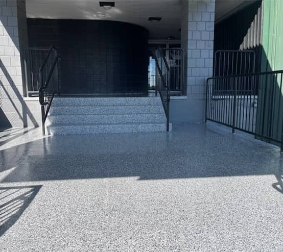 front view of Keystone State Sports with new epoxy flooring installed