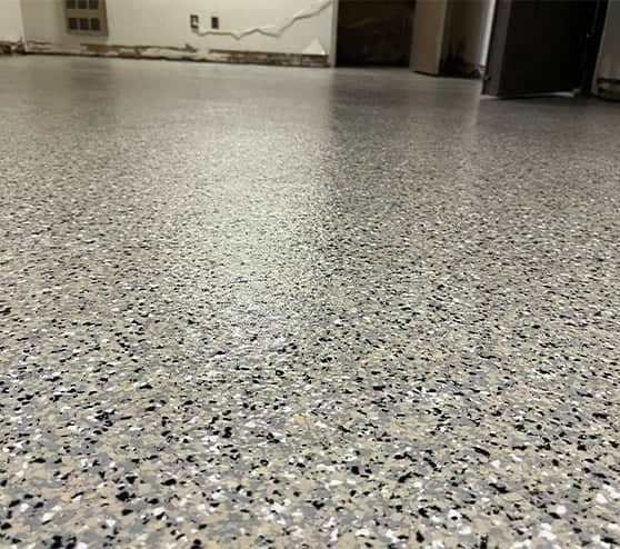 close-up of epoxy flake flooring for United States Postal Service Union Hall