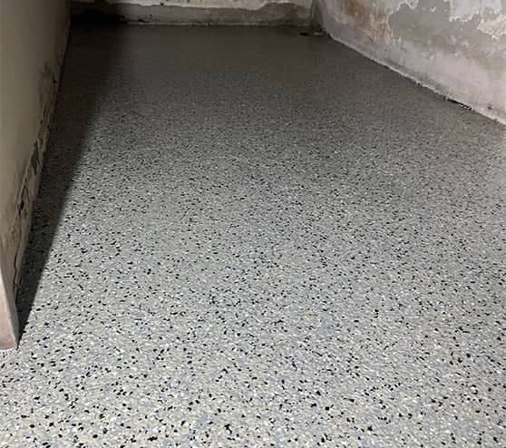 epoxy flake flooring freshly poured for United States Postal Service Union Hall