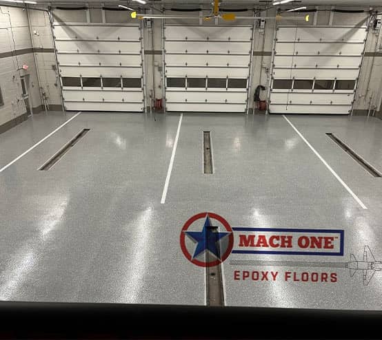 front view of West End Fire Rescue garage with new epoxy flooring installed