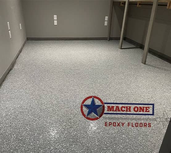 West End Fire Rescue room with new epoxy flake flooring