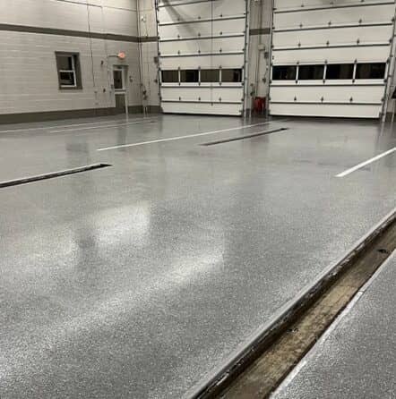 West End Fire Rescue garage with new epoxy flake flooring
