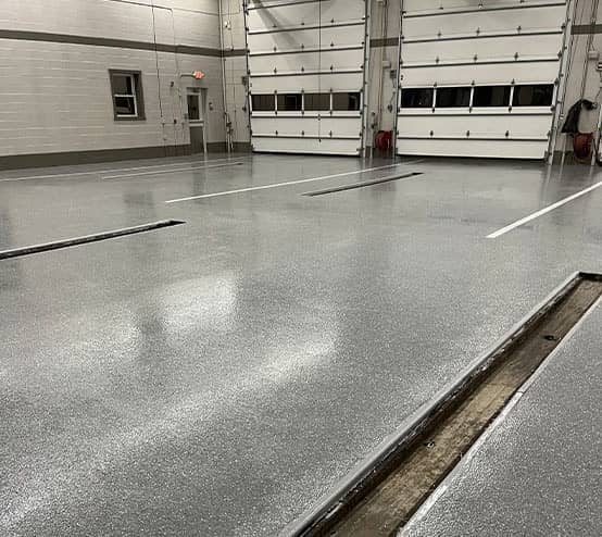 West End Fire Rescue garage with new epoxy flake flooring