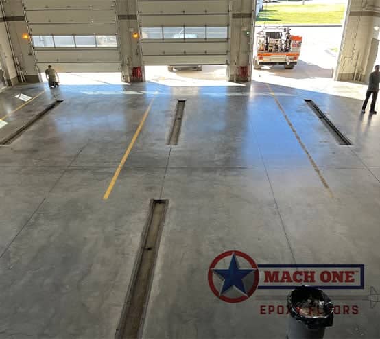 aerial view of West End Fire Rescue with new epoxy flake flooring