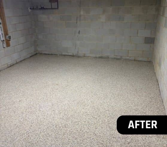 homeowner basement with Cappuccino Solid Epoxy Flooring installed