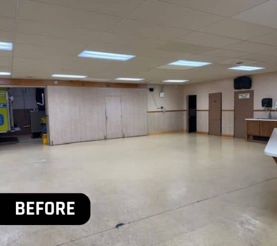 Volunteer Fire Department with old concrete flooring before portrait
