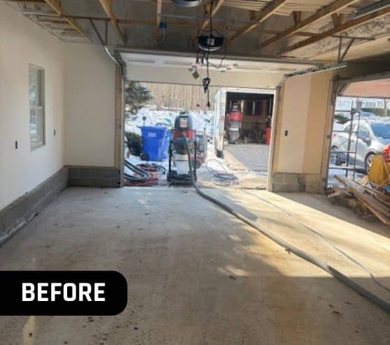 before portrait of homeowner basement with old flooring