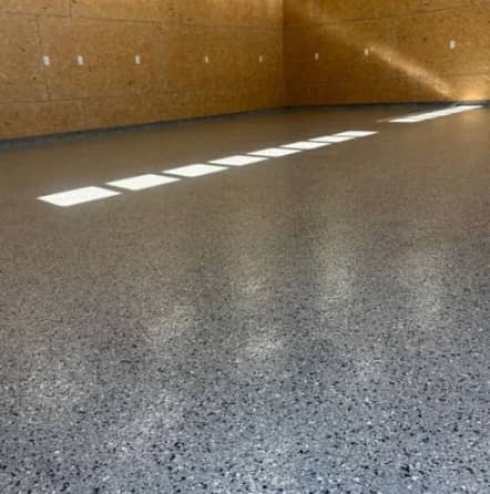 MACH ONE York Epoxy Flake Flooring Project Homeowner Basement in Dover, PA