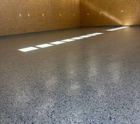 MACH ONE York Epoxy Flake Flooring Project Homeowner Basement in Dover, PA