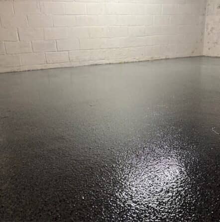 close-up of solid epoxy for homeowner basement flooring