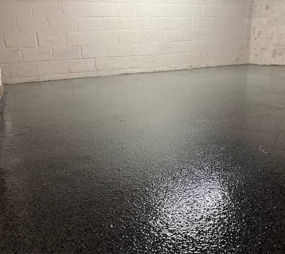 close-up of solid epoxy for homeowner basement flooring