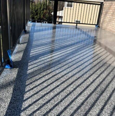 homeowner patio with new epoxy flooring installed