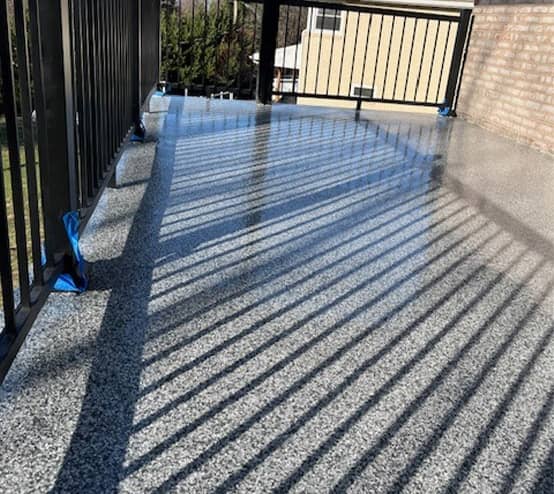 homeowner patio with new epoxy flooring installed