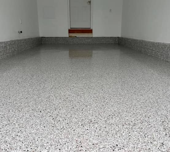 close-up of epoxy flooring for homeowner garage in hanover, pa