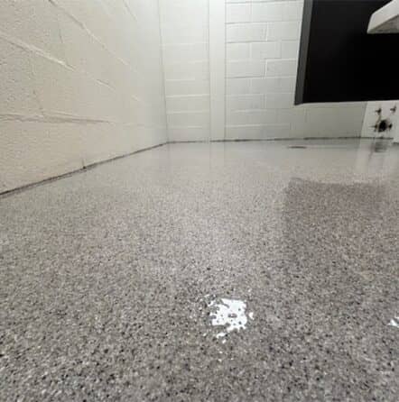 close-up of epoxy flooring installed for warehouse