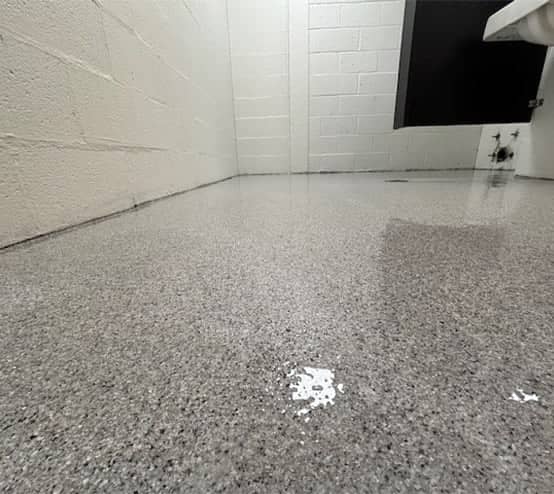 close-up of epoxy flooring installed for warehouse