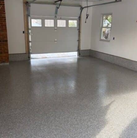 Stoney Creek Epoxy Flake Flooring installed for homeowner garage