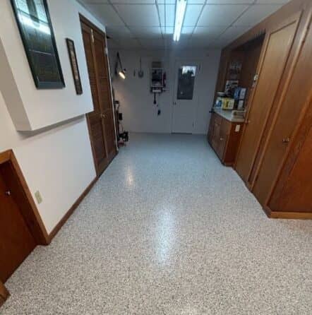 homeowner flooring with new epoxy flooring installed