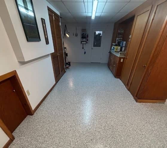 homeowner flooring with new epoxy flooring installed