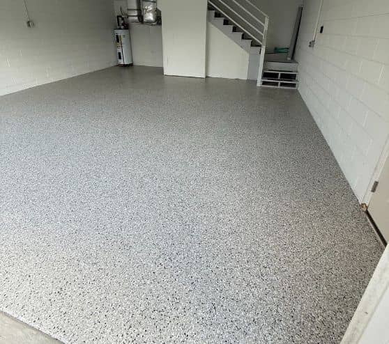 cabin fever epoxy flake flooring for homeowner garage