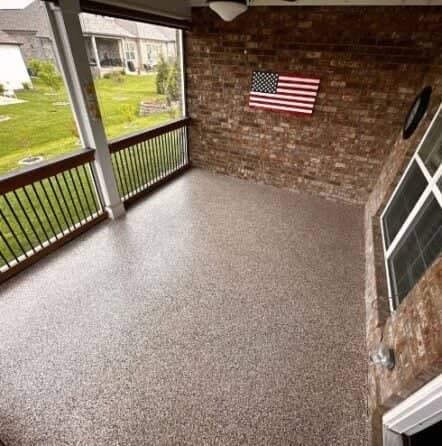 homeowner patio with new flooring installed