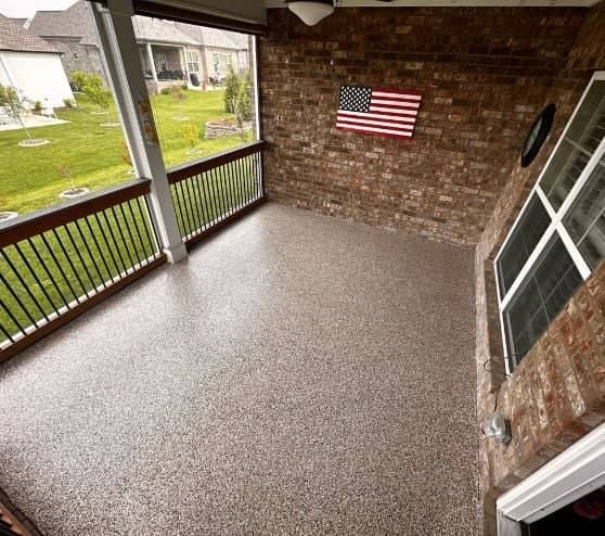 homeowner patio with new flooring installed
