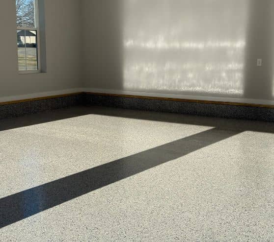 homeowner garage with Dolphin Flake Epoxy Flake Flooring installed