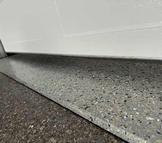 close-up of Dolphin Flake Epoxy Flake Flooring