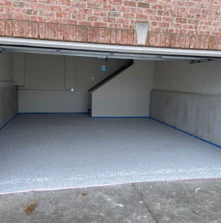 homeowner garage with new epoxy flooring