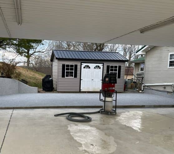 homeowner patio with new epoxy flooring installed