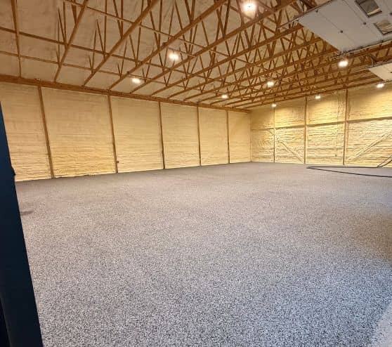 front view of Bryant Electrical warehouse with new epoxy flake flooring